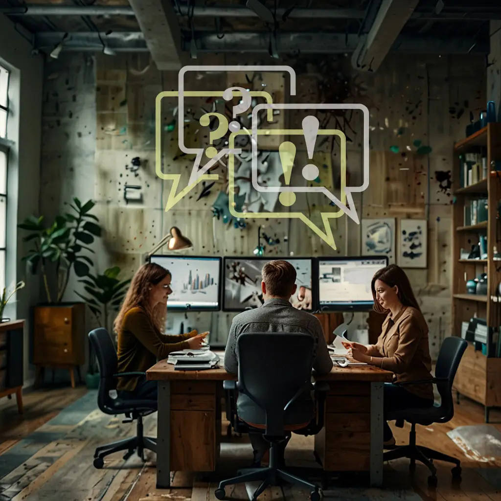 trois personnes de différentes langues en agence web | Whelk inc.